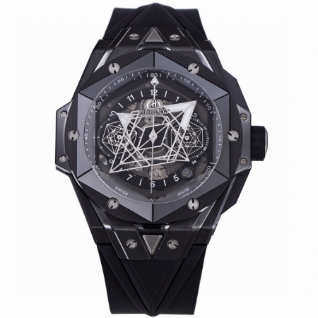 BBF全新爆品陶瓷之王 HUBLOT宇舶表全新Big Bang Sang Bleu II刺青二代腕表 标配定制恒宝专属UNICO HUB 1240自动飞返计时机芯 直径45mm